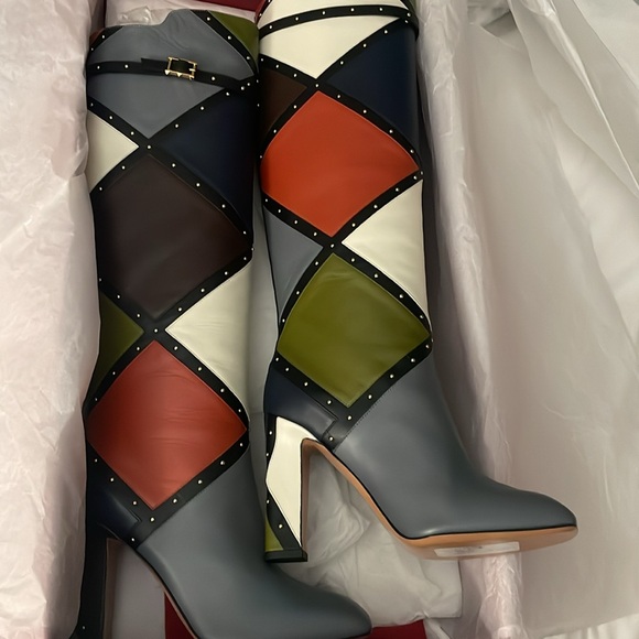 Valentino Garavani Multicolor Leather Riding Boots - Picture 6 of 6